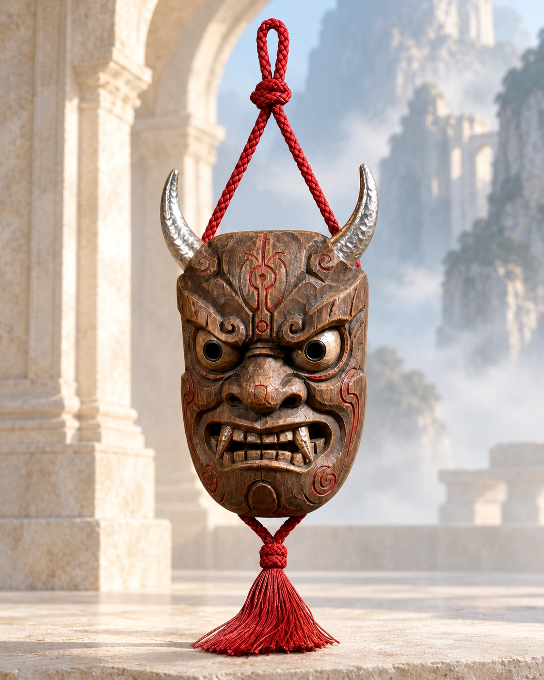 Styled scene featuring Miao Nuo Mountain Figure