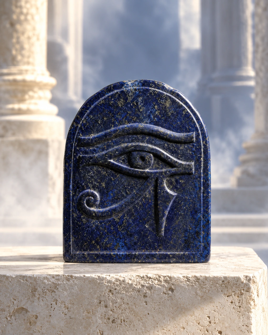 Styled scene featuring Wedjat Eye Plaque