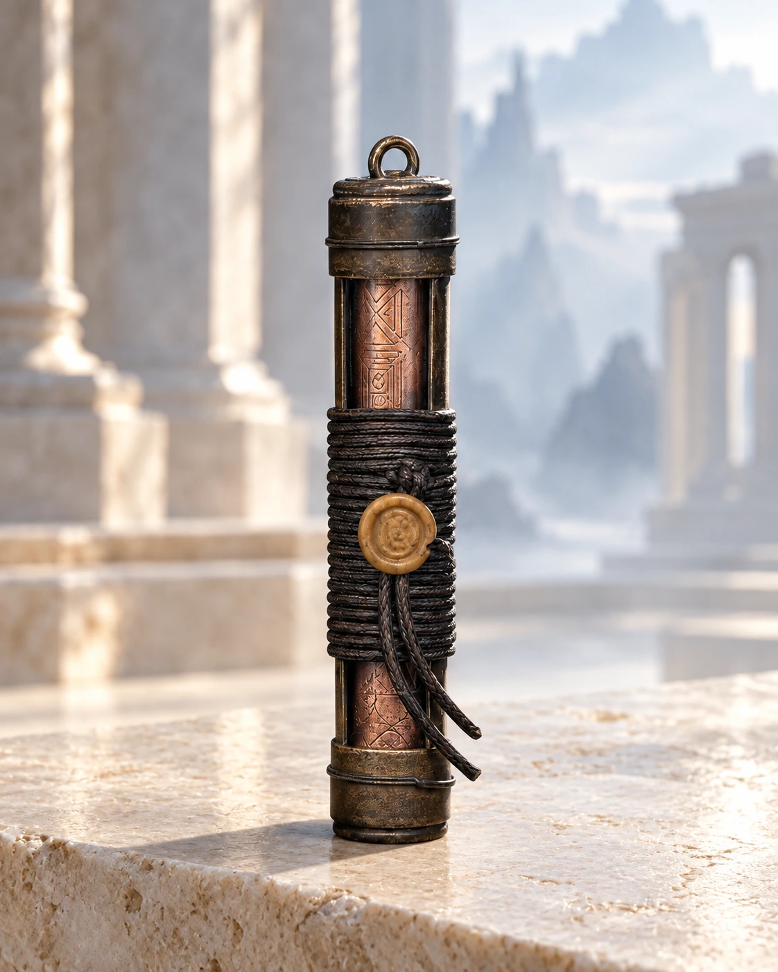 Styled scene featuring Takrut Inscribed Cylinder